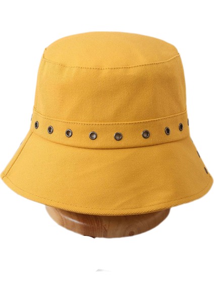 Eva Sonbahar Kadınların Açık Hava Yeni Perçinlenmiş Bölünmüş Kova Kapağı - Yellow (Yurt Dışından)