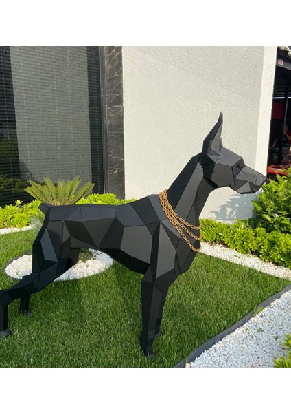 Doberman Lazer Kesim Metal 3 Boyutlu Büyük Boy Heykel Yer Dekoru Siyah fiyatları