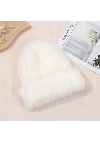 Eva Kadınların Düz Renkli Peluş Örme Şapka Sıcak Kulak Koruma Şapkası Kış Peluş Şapka - White (Yurt Dışından) fiyatları
