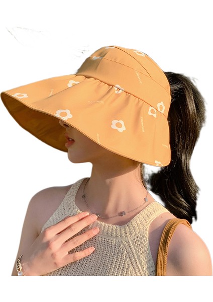 Eva Yaz Güneş Gölgeleme Kadın Şapka Açık Büyük Ağzı Boş Üst Şapka - Yellow (Yurt Dışından)