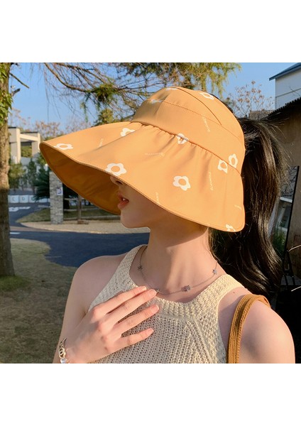 Eva Yaz Güneş Gölgeleme Kadın Şapka Açık Büyük Ağzı Boş Üst Şapka - Yellow (Yurt Dışından) fiyatları