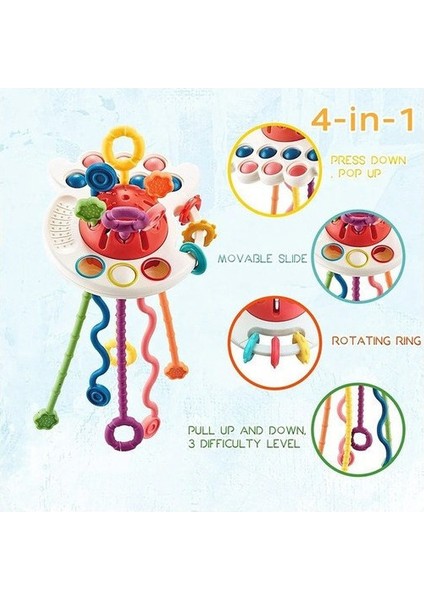 Bebekler Için 4'ü 1 Arada Montessori Duyusal Oyuncak Ipli (Yurt Dışından)