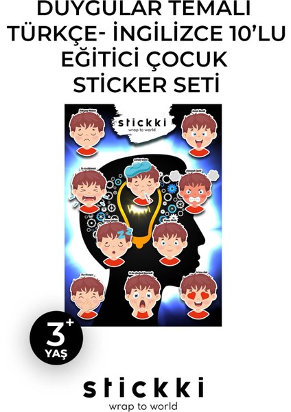 Duygular Ingilizce-Türkçe Tasarımlı Kredi Kartı Sticker Kaplama