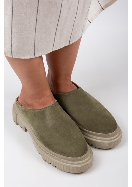 Edna Kadın Deri Bağcıksız Su Yeşili Süet Terlik fiyatları