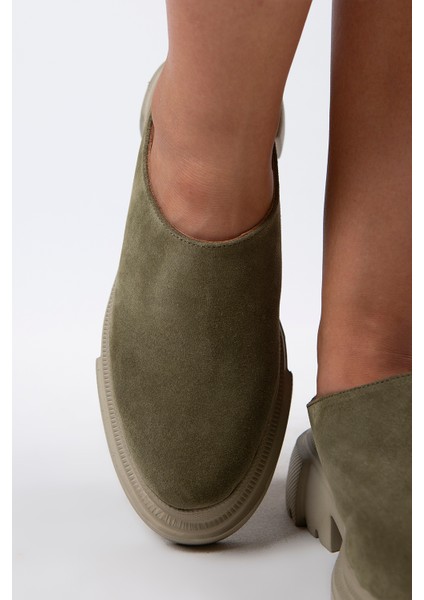 Edna Kadın Deri Bağcıksız Su Yeşili Süet Terlik fırsatları