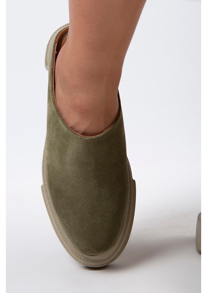 Edna Kadın Deri Bağcıksız Su Yeşili Süet Terlik indirimleri