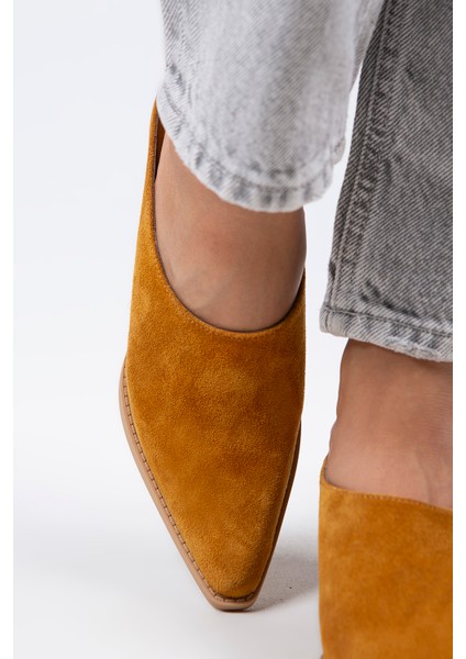 Stella Kadın Deri Western Hardal Süet Terlik fırsatları