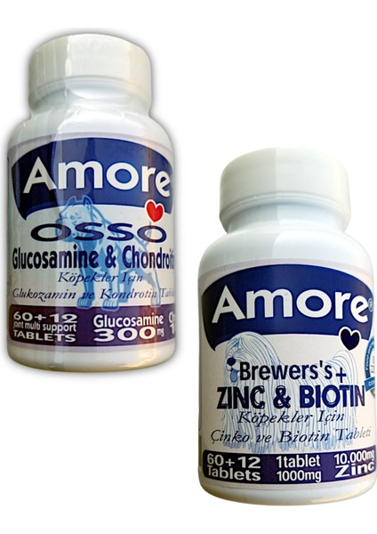 Osso Glukozamin 72LI Köpek Ek Lem Desteği ve Brewers Çinko Biotin Tüy Döküm 72LI Tablet