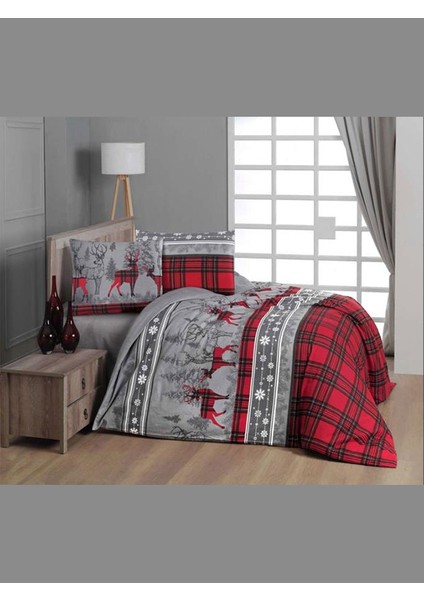 Flanel Nevresim Takımı Happiness Red Tek Kişilik