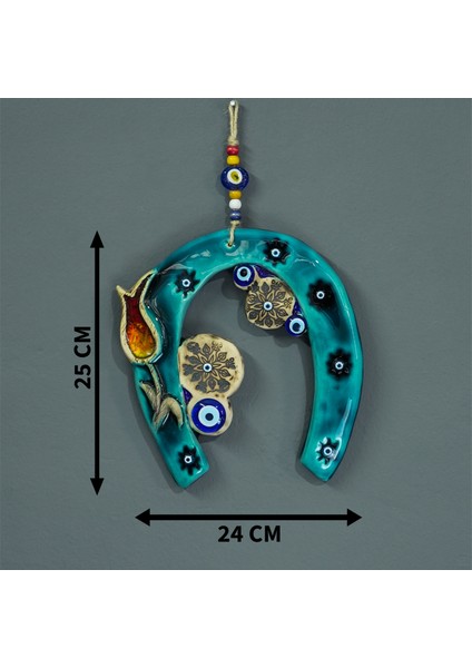 El Yapımı At Nalı Nazar Boncuklu Seramik Duvar Süsü Dekoratif Duvar Süsü Duvar Süsü Kapı Süsü Nazar Boncuğu Hediyelik Salon Aksesuar