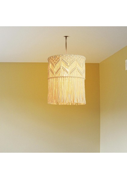 Boho Macrame Abrafato Asma Kolye Işık Kapağı Tavan Işıkları Aydınlatma Bej (Yurt Dışından) modelleri