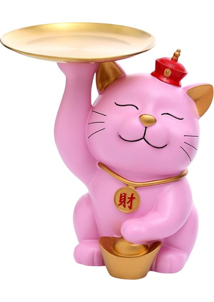 Nordic Cat Heykel Tepsi Organizatör Figürin Ev Odası Pembe (Yurt Dışından)