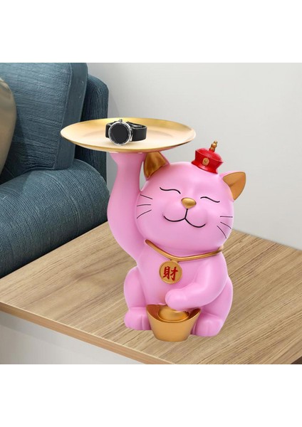Nordic Cat Heykel Tepsi Organizatör Figürin Ev Odası Pembe (Yurt Dışından) modelleri