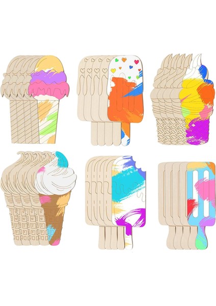 60PCS Ahşap Kesimleri Ahşap Dilimler Diy Süslemeler (Yurt Dışından)