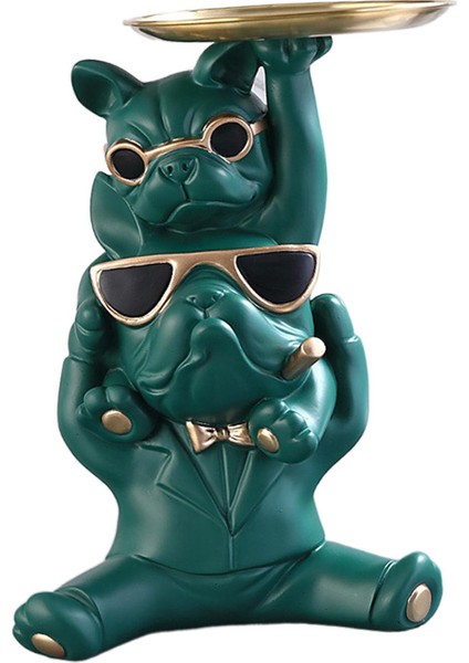 Soyut Figürinleri Yavrusu Heykelleri Depolama Tepsisi Sundurma Dekorasyonu Yeşil (Yurt Dışından)