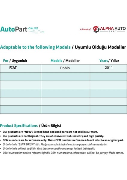 Fiat Doblo Için Arka Sağ Cam Tamir Seti