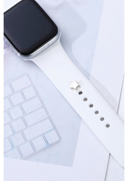 Apple Watch Uyumlu Yıldızlı Kordon Aksesuar Gümüş Renk Charm fiyatları