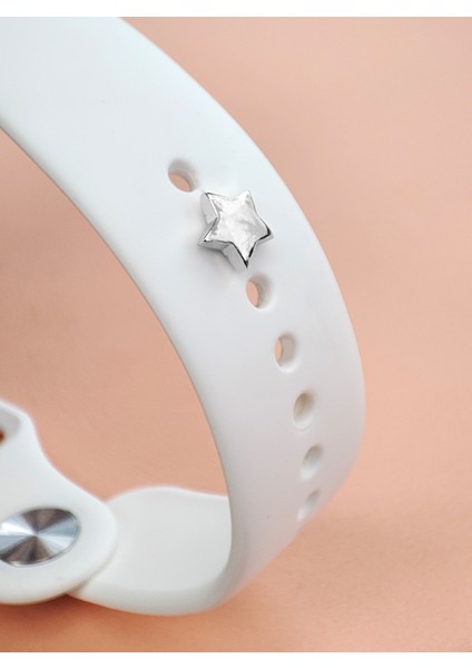 Apple Watch Uyumlu Yıldızlı Kordon Aksesuar Gümüş Renk Charm modelleri