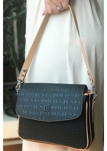 2 Askılı 5 Bölmeli Özel Seri Kadın Çapraz Omuz Çantası 4063 Siyah Taba modelleri