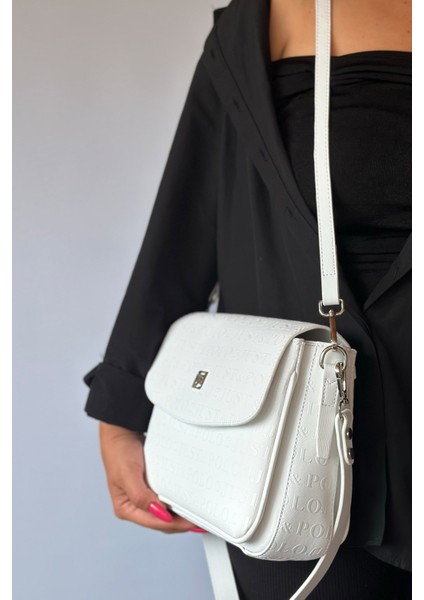 2 Askılı 5 Bölmeli Özel Seri Kadın Çapraz Omuz Çantası 4063 Beyaz