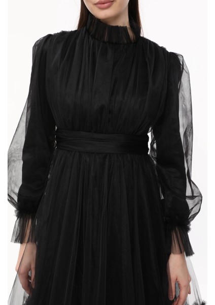 Tesettür Abiye Elbise Hayal Tül Büzgü Detaylı indirimleri