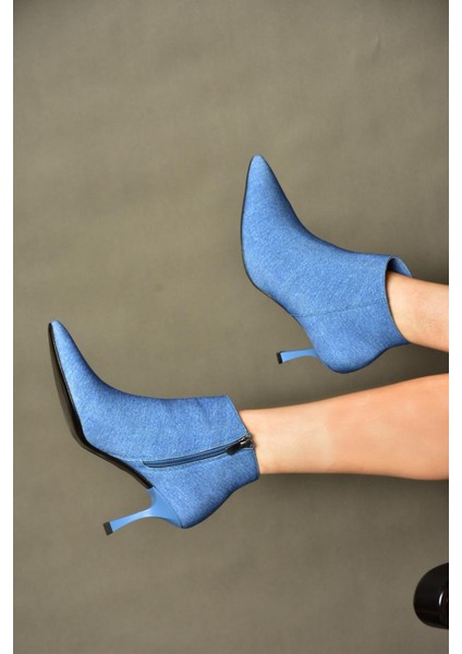 N282102110 Lacivert Kot Ince Topuklu Sivri Burun Kadın Bot fiyatları