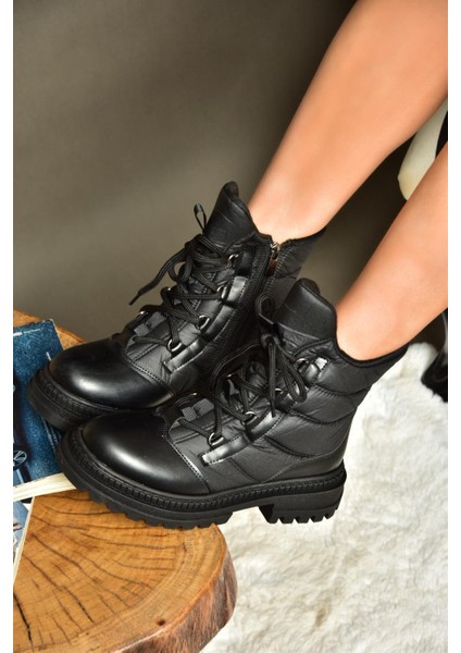 R274510004 Siyah Kumaş Kalın Tabanlı Kadın Bot
