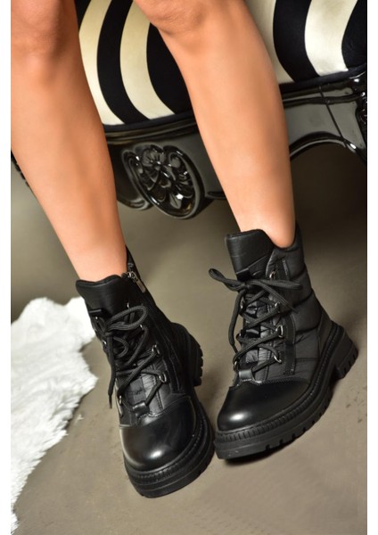 R274510004 Siyah Kumaş Kalın Tabanlı Kadın Bot fiyatları