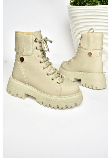 R973970109 Bej Kalın Tabanlı Kadın Bot