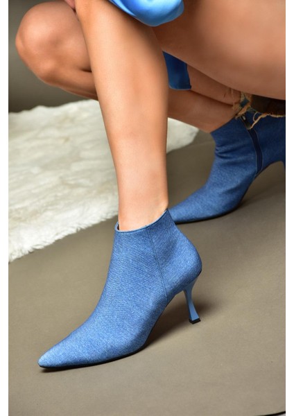 N282102110 Lacivert Kot Ince Topuklu Sivri Burun Kadın Bot modelleri