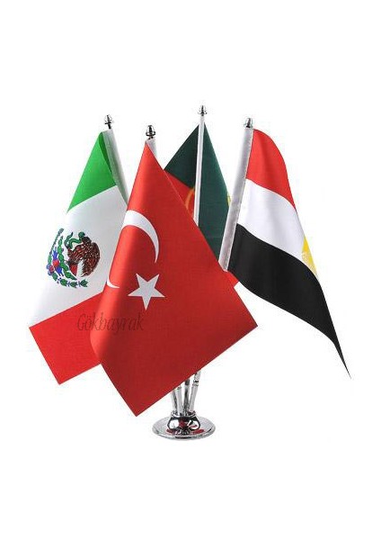 Krom Dörtlü (4lü) Devlet Masa Bayrağı