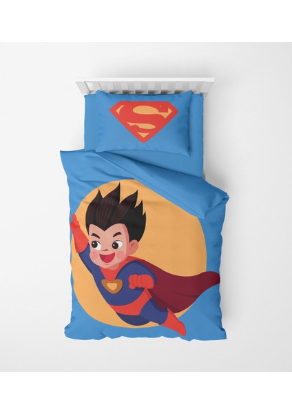 Genç Çocuk Desen Mikro Saten 3D Dijital Baskı Tek Kişilik Nevresim Takımı Super Boy