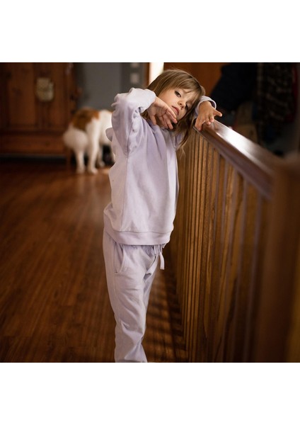 Lila Kadife Kapişonlu Eşofman Takımı fırsatları