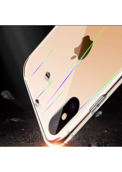 Apple  iPhone Xs 5.8 Kılıf Şık Çizgili Arka Yüzey Tasarımlı Kapak (Rainbow)