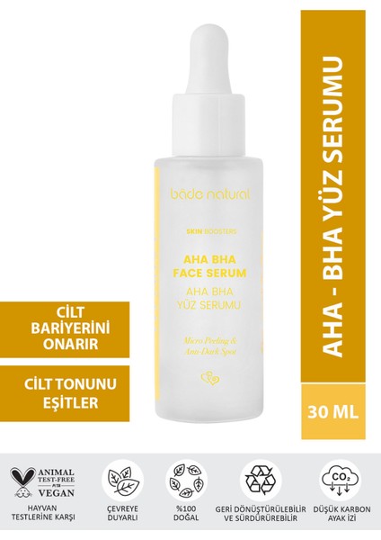 AHA BHA Yüz Serumu Cilt Tonu Eşitleyici Canlandırıcı Etkili 30 ml