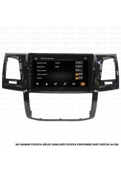 Toyota Fortuner Android 12 Multimedya Carplay 4gb RAM+64GB HDD Navigasyon Ekran modelleri