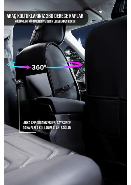 opel Astra K Sedan Lüx Oto Koltuk Kılıfı Ön Arka Takım (Antalya) Siyah Beyaz