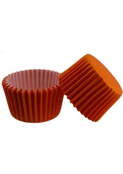 Muffin Cupcake Kek Kalıbı Kapsülü Özel Pet Kapsül 25 Adet Turuncu Renk