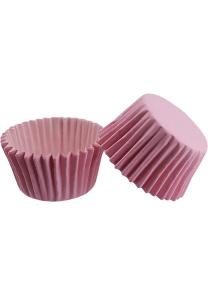 Muffin Cupcake Kek Kalıbı Kapsülü Özel Pet Kapsül 25 Adet Pembe Renk