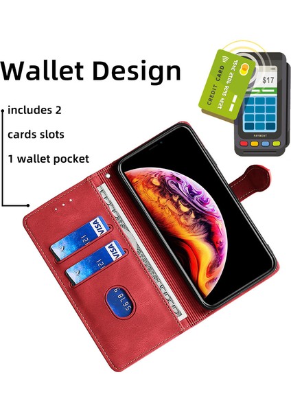 Kart Yuvalı Samsung Galaxy S22 Ultra Deri Telefon Kılıfı Için Telefon Kılıfı (Yurt Dışından)