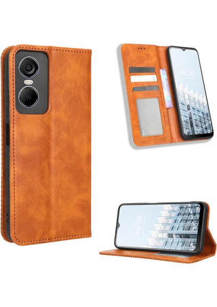 Tecno Pop 6 Pro Deri Manyetik Telefon Kılıfı (Yurt Dışından)