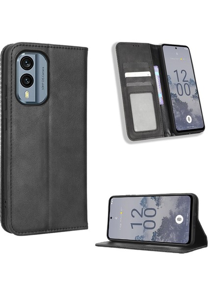 Nokia X30 Deri Manyetik Telefon Kılıfı (Yurt Dışından)