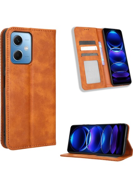 Xiaomi Redmi Note 12 Deri Manyetik Telefon Kılıfı (Yurt Dışından)