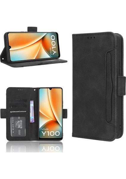 Telefon Kılıfı Vivo Y100 5g/t2 5g Kart Yuvalı Deri Telefon Kılıfı (Yurt Dışından)