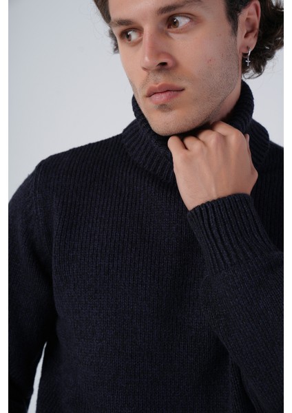 Erkek Düz Tek Plaka Muline Balıkçı Yaka Triko Yün Kazak TRIST-5317 indirimleri