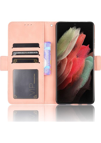 Samsung Galaxy S22 Ultra Kart Yuvalı Deri Telefon Kılıfı (Yurt Dışından)