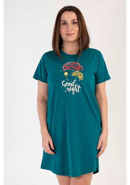 Pamuklu Kadın Büyük Beden Kısa Kol Gecelik