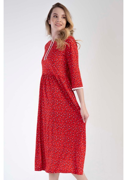 Pamuklu Kadın P.modal 3/4 Kol Düğmeli Elbıse fiyatları