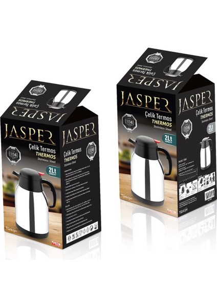 Jasper JPR-1200A 2 Litre Çift Kat Piknik Kamp Outdoor Çelik Çay Termosu