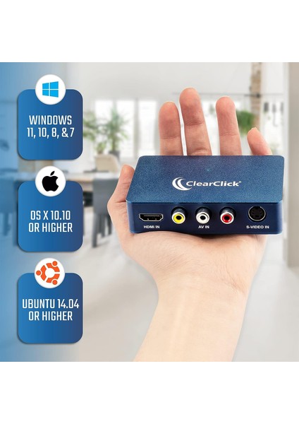 Clearclick Videodan Usb'ye 1080P USB Ses, Video Yakalama ve Canlı Akış Cihazı